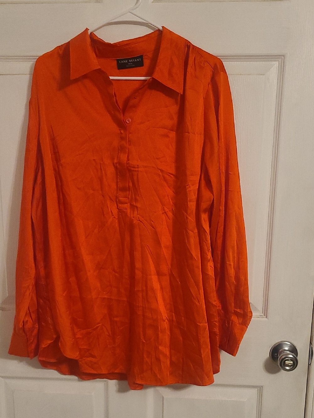 Lane Bryant Bright Orange Long-Sleeve Tunic Blouse